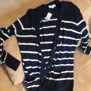 Gray and navy button down cardigan